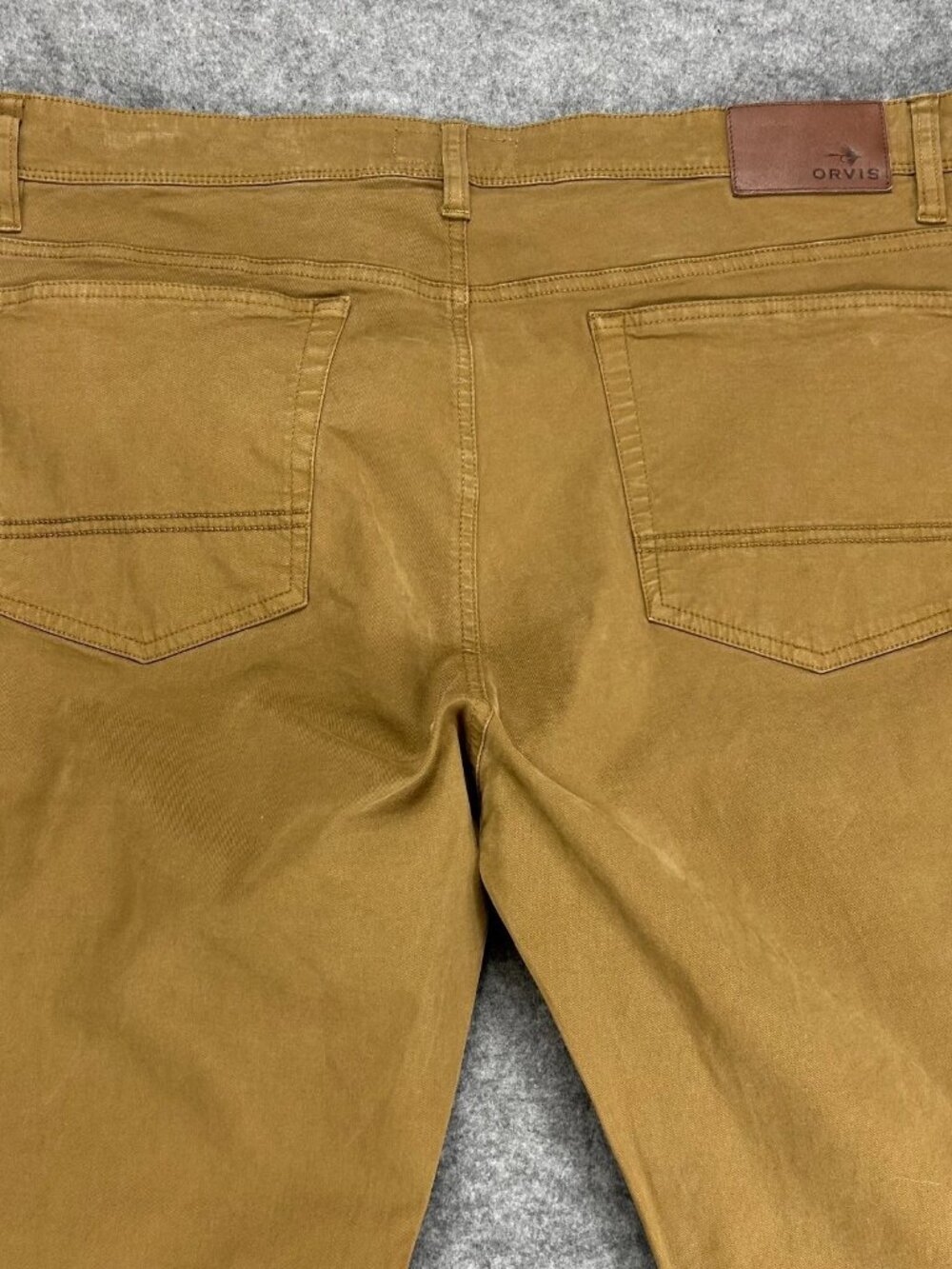 Orvis 1856 5-Pocket Pants Mens 42x32 Brown Twill Stretch Flat Front Straight Leg - Picture 3 of 15